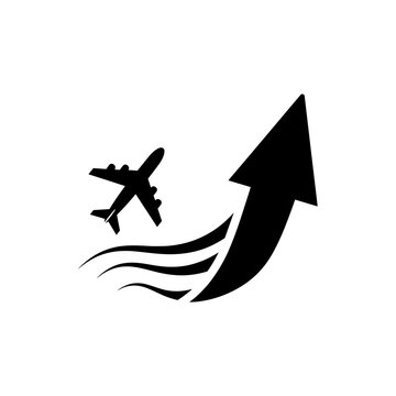 Airplane Taking Off With Arrow Up.