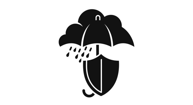 Black silhouette of an umbrella on white.