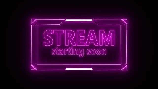 Neon live streaming frame animation. Streaming Frame Border animated neon overlay frame for live streaming and gaming templates.4k