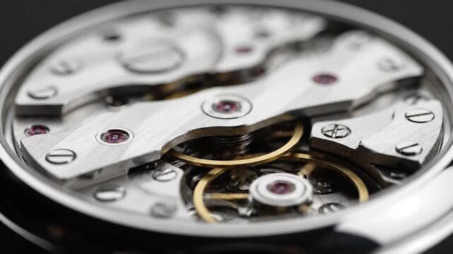 Close-up of mechanical watch gears.