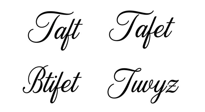 Cursive script font lettering examples.