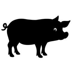 Obraz premium Pig SVG, Pig Silhouette Vector, Pig Clipart, animal silhouette, 