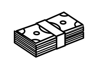 A stylish and important line art of stack of money icon cash bundle vector illustration flat design of paper currency