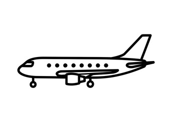 A very simple line art icon of a large and nice passenger airplane