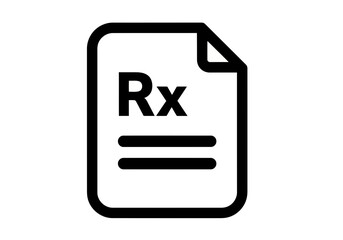 A simply stylish medical prescription icon vector illustration of a pharmacy document with rx symbol Prescription icon with rx sign