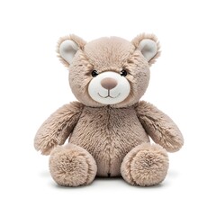 Obraz premium Cute beige teddy bear with soft fluffy fur sitting upright