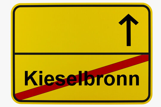 Illustration eines Ortsausgangsschildes von Kieselbronn in Baden-W&uuml;rttemberg	