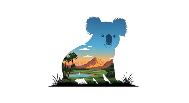 Koala silhouette with australian landscape a stunning wildlife and nature art piece