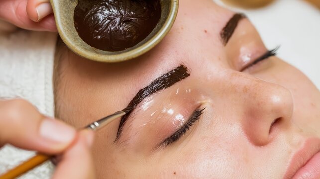 Henna brow tinting performed by an esthetician.