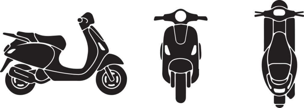 Scooter icon in silhouette on white background.