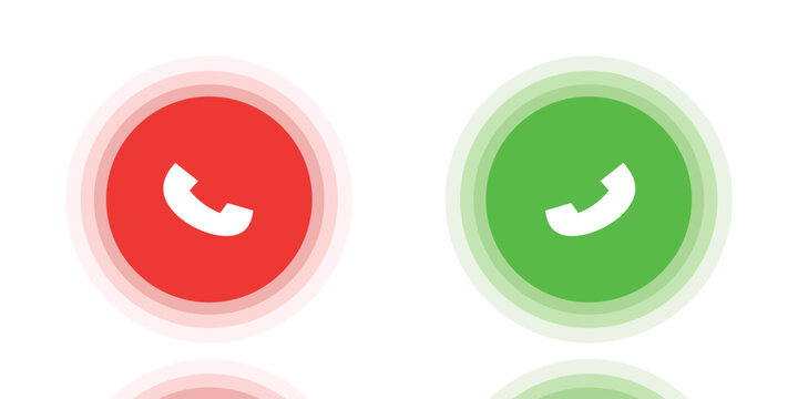 Answer and decline phone call buttons. Phone call. Telephone sign. Accept call and decline phone icons. vector