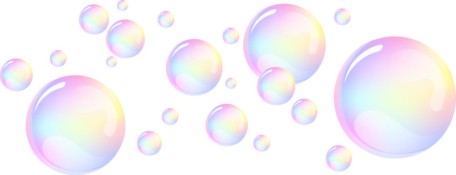 Pink sparkling air and water bubbles on transparent background. Fizzy bubble gum texture for dreamy design.