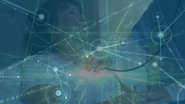 Animation network and global online security concept in a digital video interface.