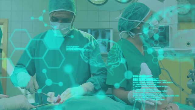 Animation of data processing over diverse surgeons during surgery