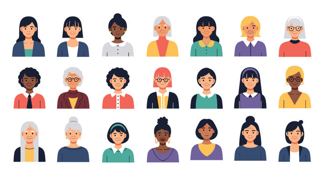 A diverse group of cartoon women of various ages and ethnicities