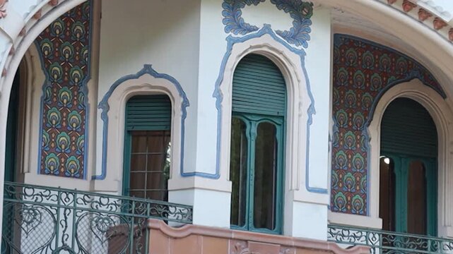 Detail of Art Nouveau Architecture on Raichle Palace Facade