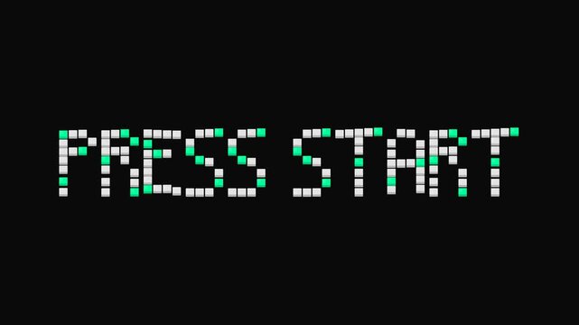 Press Start Pixel Text on Black Background