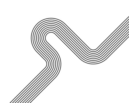 Minimalist black winding parallel lines on white background