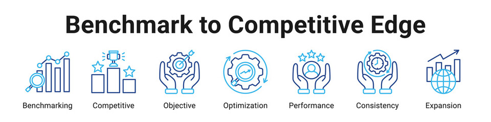 Benchmark To Competitive Edge web banner icon vector illustration.