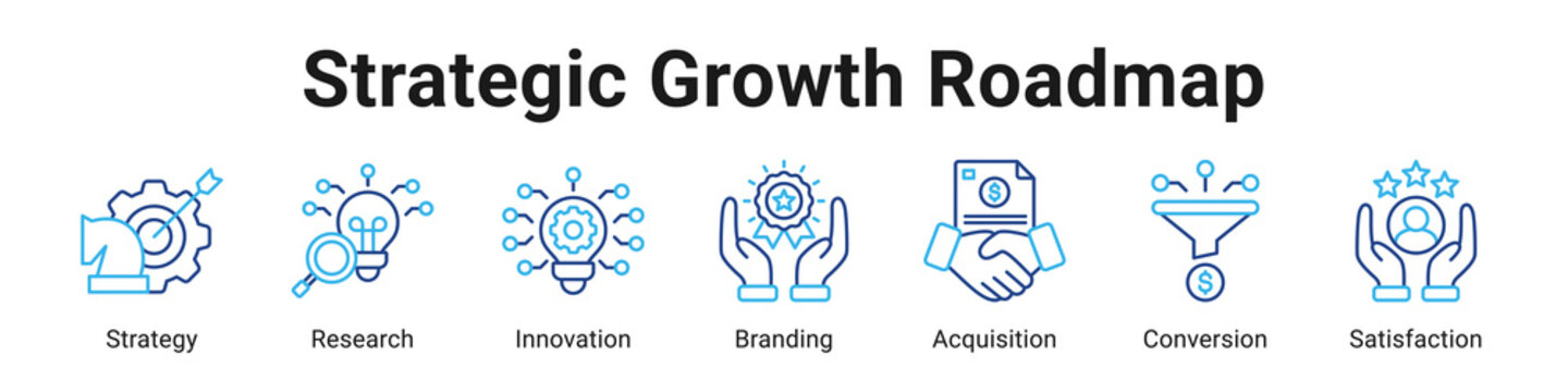 Strategic Growth Roadmap web banner icon vector illustration.