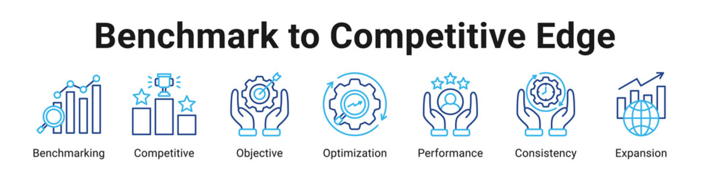 Benchmark To Competitive Edge web banner icon vector illustration.