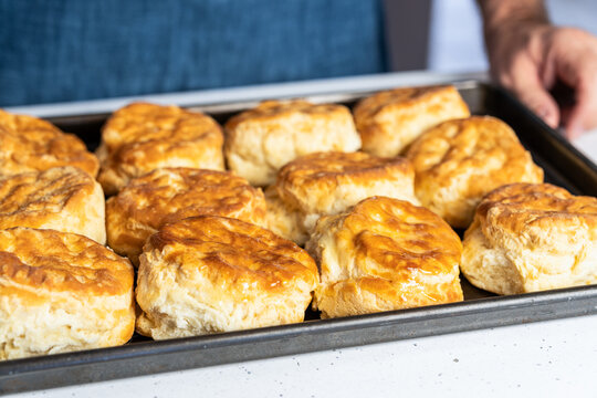 Biscuits on a baking sheet 