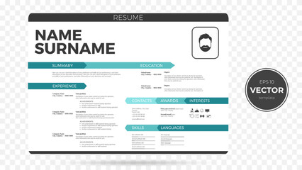 Obraz premium Professional resume template with blue accents and clean layout for job seekers.