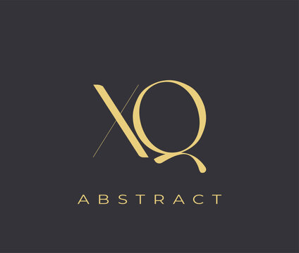 Golden abstract logo design with XQ letters and text
