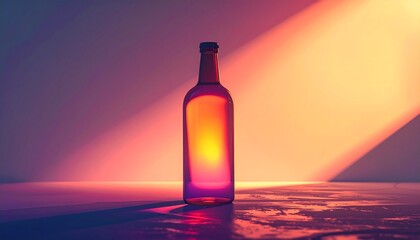 Glass Bottle Illuminated by Soft Light.