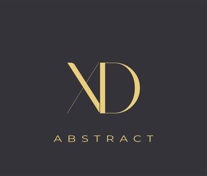 Gold abstract logo design with xd letters and text