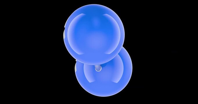 Nitrogen molecule, rotation animation seamlessly loopable. 3D rendering isolated on transparent background