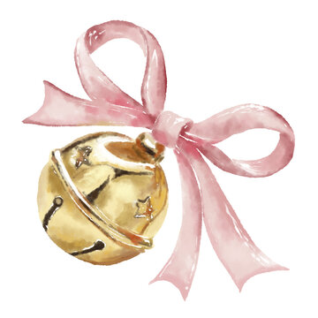 mo&ntilde;o cascabel rosa pink lazo rosado cinto dorado cute coquette bow ribbon bell gold bell pink bow ilustracion femenino decorativo delicado kawaii festive 