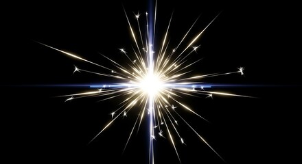 Obraz premium Glowing, radiant explosion of light against a black backdrop. Starburst effect