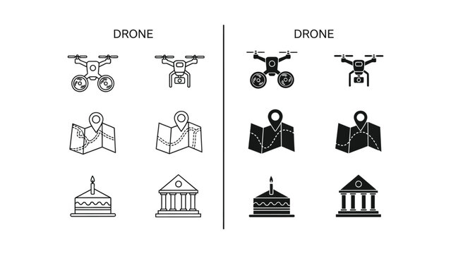 Comparison of drone icons with different map and landmark representations