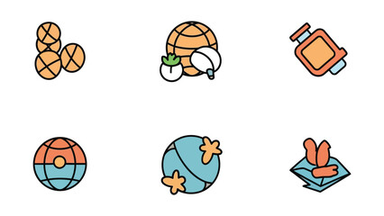 Collection of playful icons representing various global and everyday themes © Saiful Stock