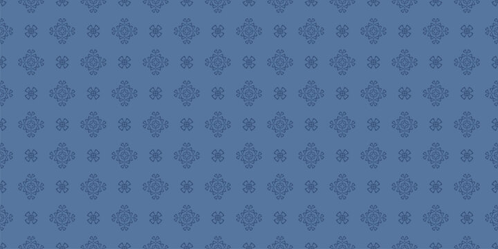 Minimalist modern blue vector seamless floral pattern. Simple monochrome geometric background with small flowers. Subtle minimal texture. Stylish design for decor, print, textile, fabric, cloth, wrap