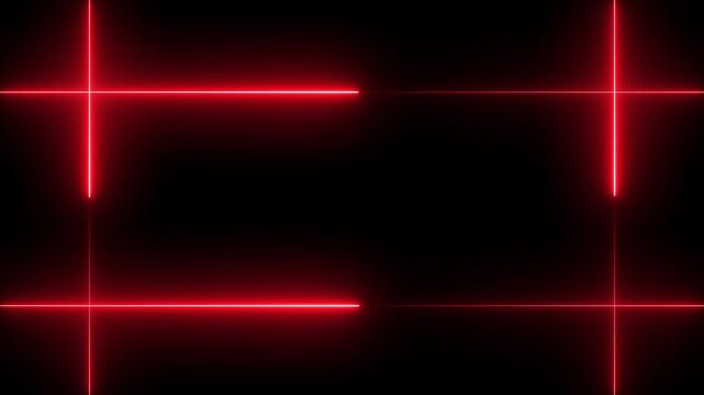 Neon line glowing square frame on black background. Glowing neon frame background animation square shape.Neon lines frame animation. Rectangular frame with moving line. rectangle glowing neon frame