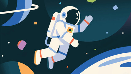Illustration Of Astronaut Floating In Space Vector Design Template © Princess