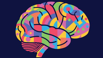 Illustration Of Brain With Vibrant Patterns Symbolizing Neurodiversity Vector Design Template © Princess