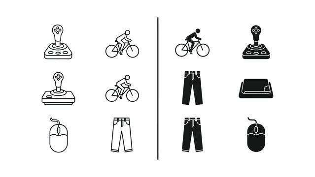 Comparing traditional and modern input devices with cycling icons