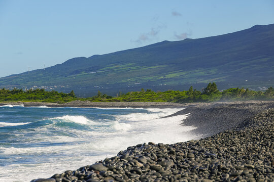 Stormy waves over the Butor Beach on Reunion Island, Saint Benoit, France