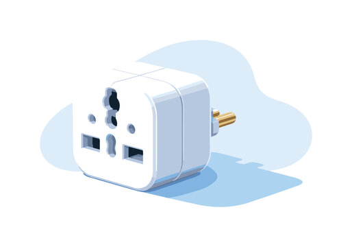 Universal travel adapter with multiple international plug types and USB ports