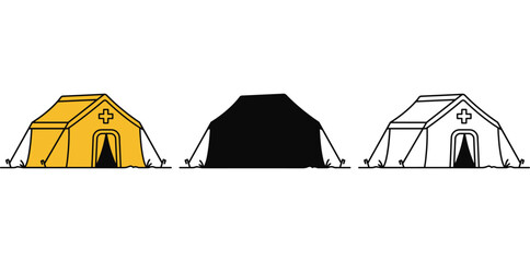 A medical tent setup in various colors for different uses in emergency situations © THE VECTOR STATION 