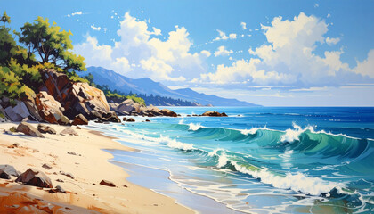Obraz premium Serene Tropical Beach Landscape.