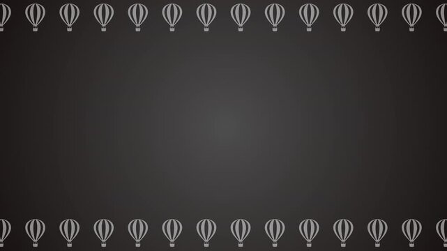 Minimalist Black Gradient Background with Hot Air Balloon Border Pattern with copy space