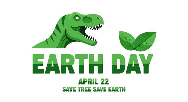 Earth day celebration with a dinosaur save trees save earth