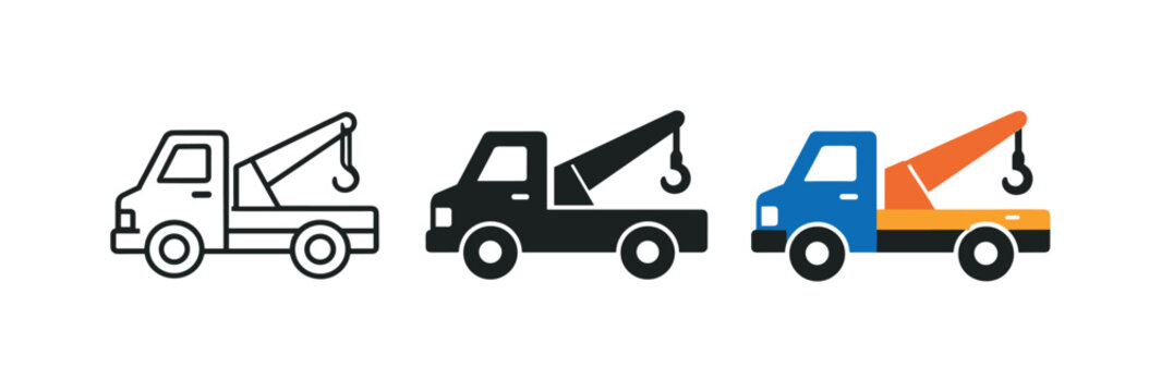 Securing drivers involves roadside assistance tow truck symbols positioned side by side in a straight horizontal arrangement,