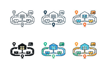 Naklejka premium Abstract depiction of distribution hub organization shaped as a clear symbol suggesting logistical harmony, spatial planning, and