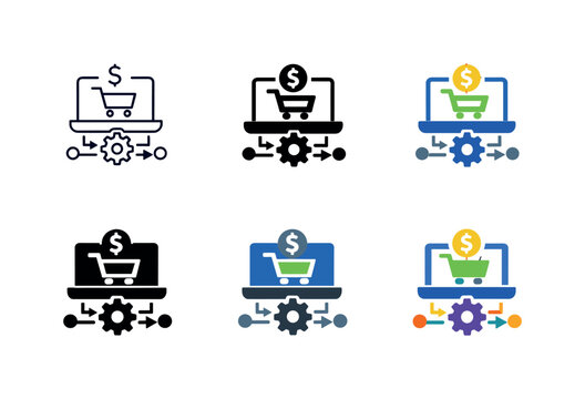 Abstract depiction of online commercial enablement shaped as a clear symbol suggesting structured support, transactional flow,