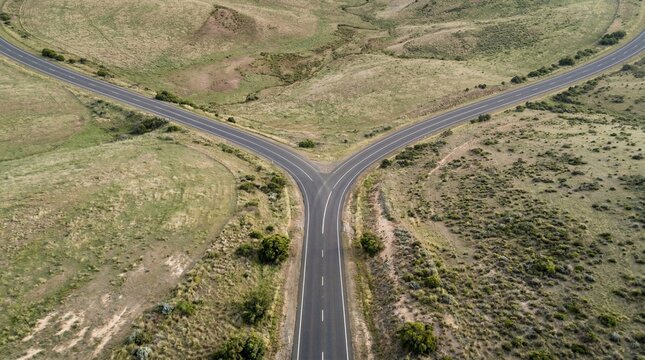 Fork in the road concept showing simple life and business decision making